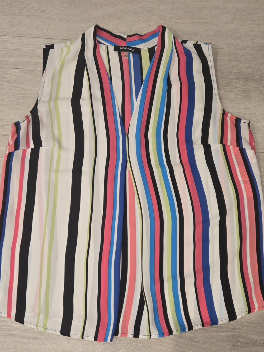 Nine West Multicolor Striped Sleeveless V-Neck Top